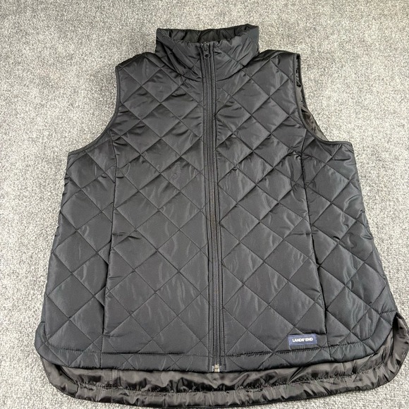 Lands' End Jackets & Blazers - Lands' End Vest Women M/P 10-12 Black Quilted Insulated Preppy Classic Outdoor